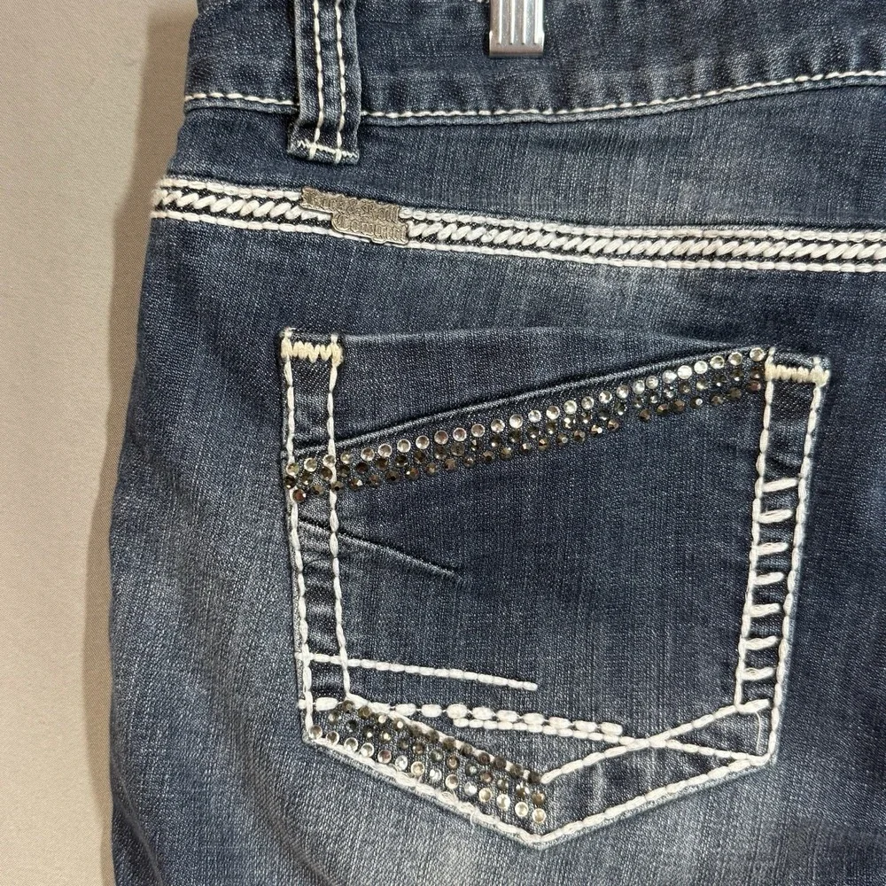 Rock N Roll Cowgirl Jeans Low Rise‎ Boot Cut Thick Stitch 34x30 Western Rodeo